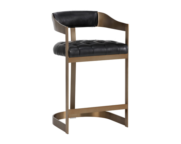 Sunpan Beaumont Ultra Contemporary Bar Stool with T-Shaped Back and Durable Design for Any Space Antique Brass / Cantina Black