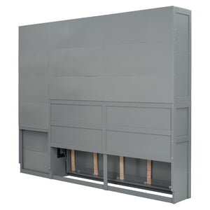 English Elm Twin Murphy Wall Bed with Integrated Closet Drawers and Desk for Studio Spaces Gray LP000595AAE-1