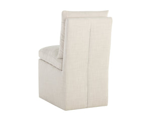 Sunpan GLENROSE Elegant Wheeled Dining Chair in Effie Linen - Luxurious Comfort with Easy Mobility & Style 107449V