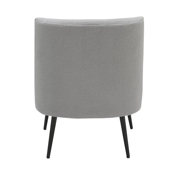 English Elm Fran Sherpa Slipper Chair in Light Grey Fabric with Black Metal Legs — Contemporary Cushioned Accent Seat B202P223533