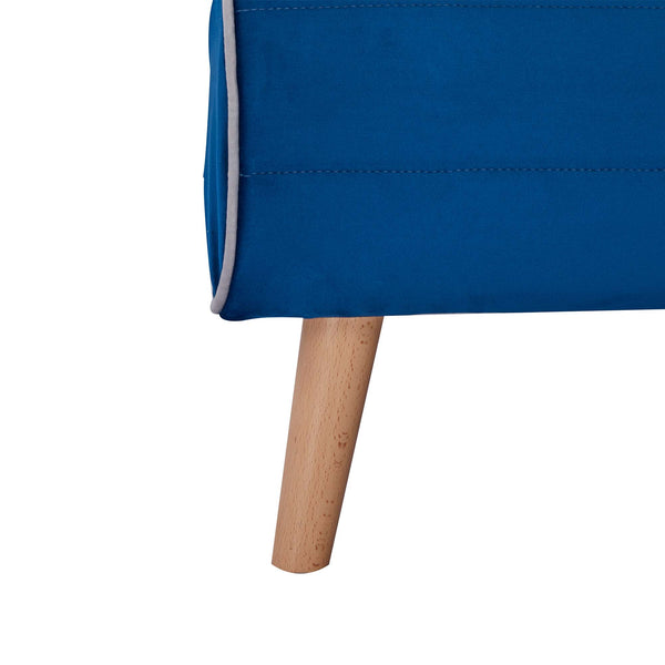 English Elm CANON Velvet Foldable Sleeper Chair with Piping — 3-Position Quiet Recline, Converts to Bed Fast Blue W3391P324987