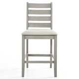 Blaze White/Grey Counter Chairs Set of 2: Padded Seats, Footrests, Classic Style | 21.26 x 19.13 x 39.57