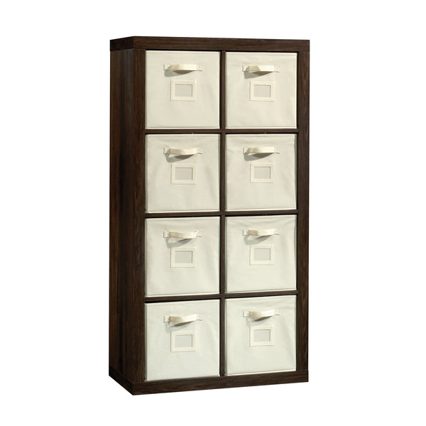 English Elm 8-Cube Organizer Brown finish - 8-Compartment Engineered Wood Storage with Removable Bins, 31"x15"x58" B356P402702
