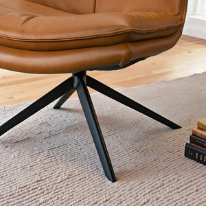 English Elm Oakland Mid-century Swivel Lounge Chair Vegan Leather Seat with X-pedestal Base B183P423280