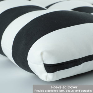 English Elm 2 High Back Patio Chair Cushions Set, 44x22x4 Tufted Reversible Outdoor Seat & Back Cushions Durable Polyester Black & White Print W419P298828