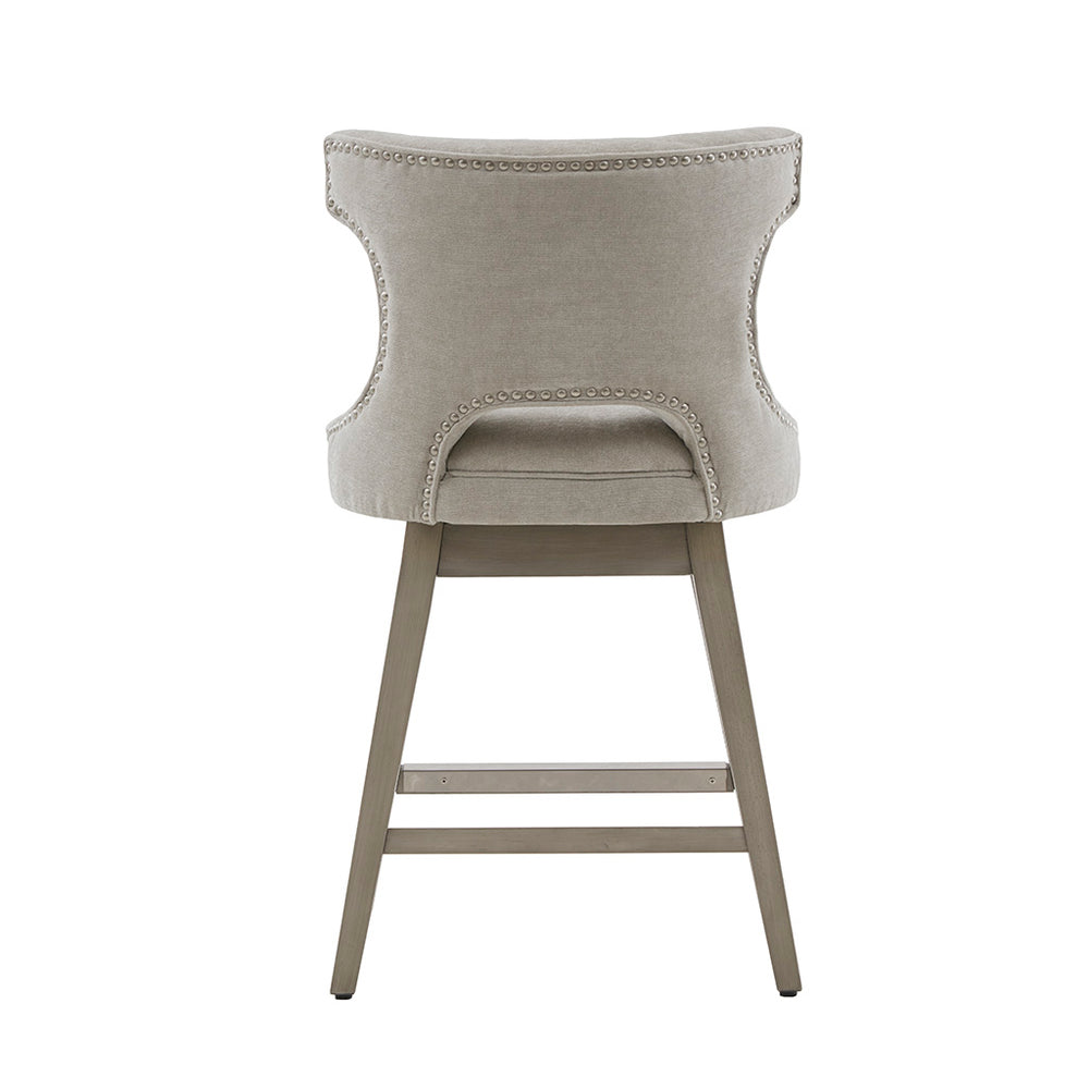 JLA Home Madison Park - 25.75" Swivel Counter Stool with Light-Grey Upholstery, Nailhead Trim, 360° Swivel & Farmhouse Charm MP104-0943