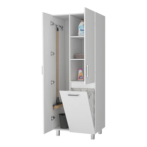 English Elm White Wall-Mounted Washbasin Cabinet with Drawer & Double Doors, Metal Legs, Sleek Modern Storage B062S01385