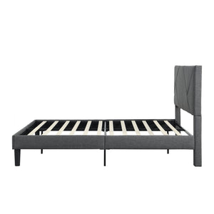 English Elm Full Upholstered Platform Bed Frame with Headboard, Sturdy Wood Slats, No Box Spring Needed, Easy Assembly Gray 57.87 L x 24.41 W x 5.91 H W2297P347432