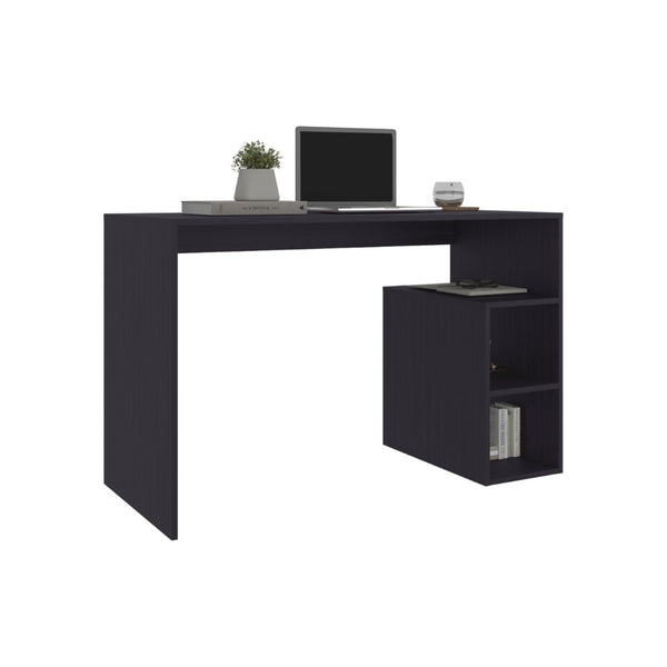 English Elm Solid Freestanding Writing Desk with Three Open Shelves for Modern Home Office Study Black B070P487577