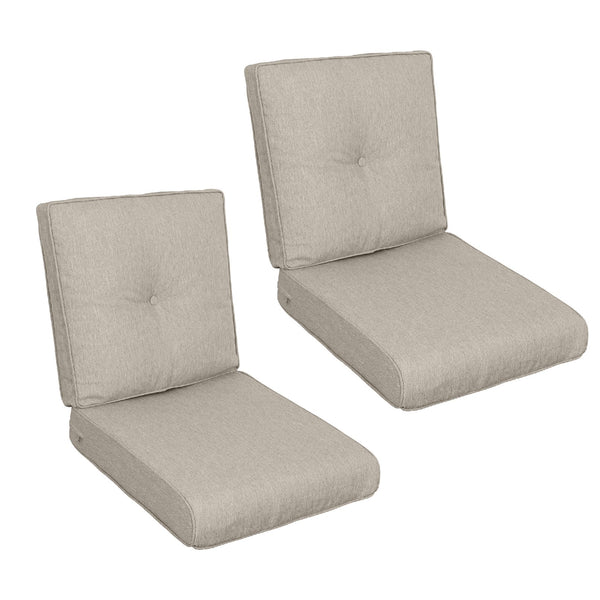 English Elm 2 High Back Patio Chair Cushions 2-Pack Tufted Outdoor Rocking & Adirondack Cushions Waterproof Comfortable Durable Garden Seating Beige+Brown W419P311602