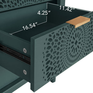 English Elm Hollow-Carved 3-Drawer Dresser Chest with Metal Handles, Pine Feet, Smooth Metal Slides, 27.76"Lx17.92"Wx12.41"H W688P145776