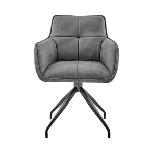 English Elm Flannor Charcoal Fabric Dining Accent Chair with Black Metal Legs — Modern, Durable Seating (98) B2736P354326