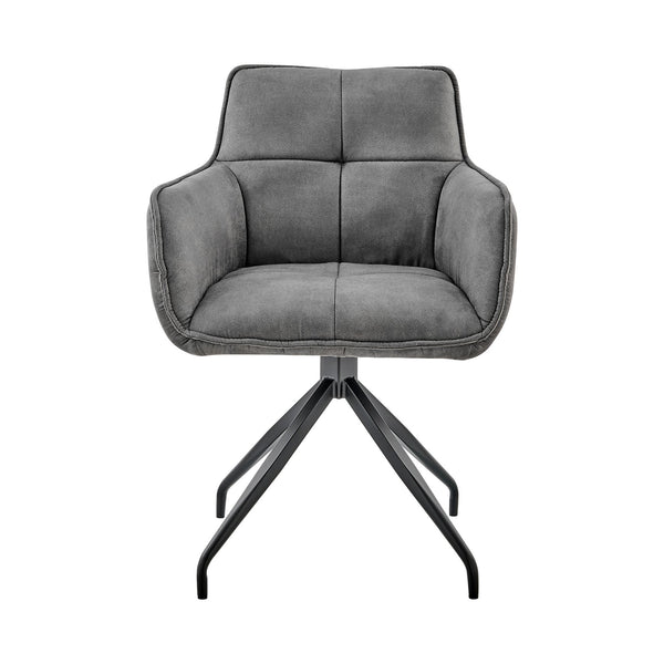 English Elm Flannor Charcoal Fabric Dining Accent Chair with Black Metal Legs — Modern, Durable Seating (98) B2736P354326