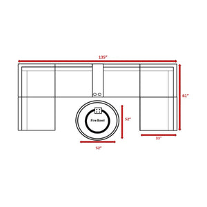English Elm Fully Assembled 4-Person Outdoor Wicker Seating Set With Cushions & Fire Pit Table For Comfort B120S00252
