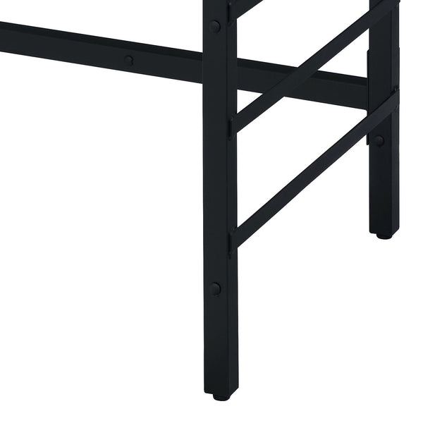 English Elm Light Weathered Oak Modern Writing Desk with 2 Drawers, USB Ports & Plug, Ladder Metal Base Stability B062P184545