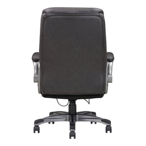 English Elm Classic Gray Bonded Leather Office Chair with Flip-Up Armrests, Gas Lift Height, Swivel & Casters B011P204481