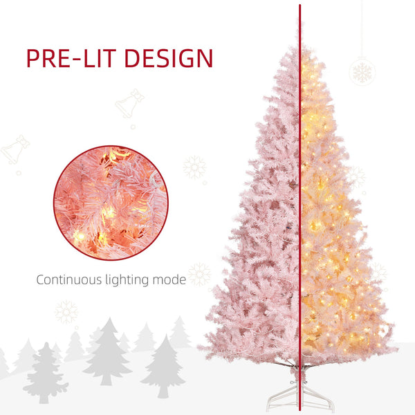 English Elm Homcom 7.5' Pink Prelit Douglas Fir Christmas Tree With 500 Warm White Leds & 1346 Tips For Holidays W2225P249692