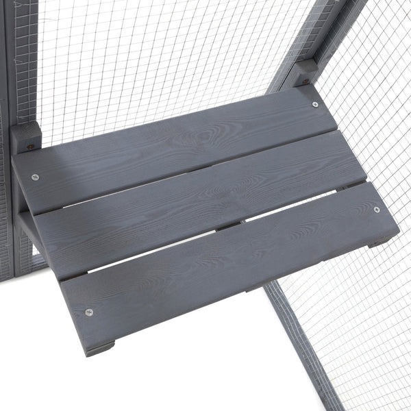 English Elm Wooden Pine Catio Outdoor Cat Enclosure with Hammock Platforms and Rain Shelter Roof W2181P191343
