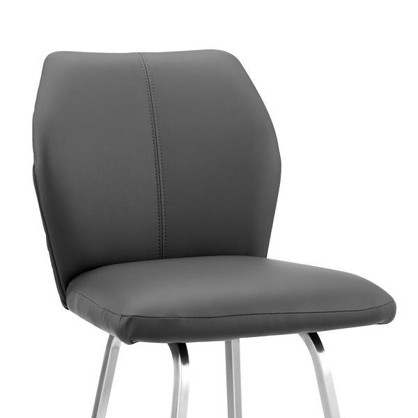 English Elm Mirano 26" Counter Stool - Stylish Gray Faux Leather & Brushed Stainless Steel For Modern Homes B2736P268601
