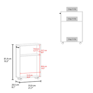 English Elm White Slim Rolling Storage Cart with Wheels, Multi-Shelf Bathroom Organizer for Toiletries and Cleaning Supplies, Durable Melamine Finish B062P380064