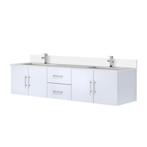 English Elm Glossy White Double Bath Vanity 80" W x 22" D with White Quartz Top, Soft-Close Drawers & Chrome Faucet Set B2731P258739