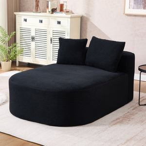 English Elm 67.5''chaise Lounge Oversized Corduroy Sleeper Sofa with Deep Seat and Two Pillows Black W1803P409160