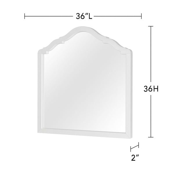 English Elm Small Teen Mirror Cement - Arched Solid Wood Frame in Soft White-Cement Finish, Clear Glass Reflection, Perfect Pairing with Citrus Heights Dresser B2699P386487