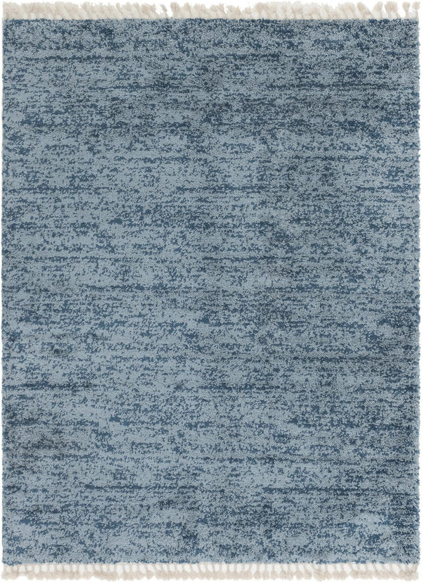 Unique Loom Hygge Shag Misty Machine Made Abstract Rug Blue, Light Blue 9' 0" x 12' 2"