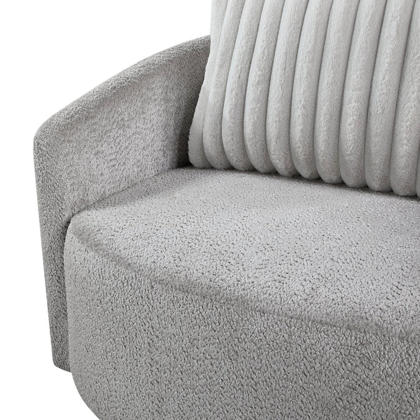 English Elm Modern Francine Swivel Chair in Soft Gray Chenille with Plush Corduroy Back Pillow, 360° Comfort B011P256605