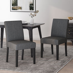 English Elm Christopher Knight Home® - DINING Chair Set of 2 with Upholstered Fabric Seats and Rubberwood Tapered Legs for Modern Homes Charcoal 69410.00CHAR