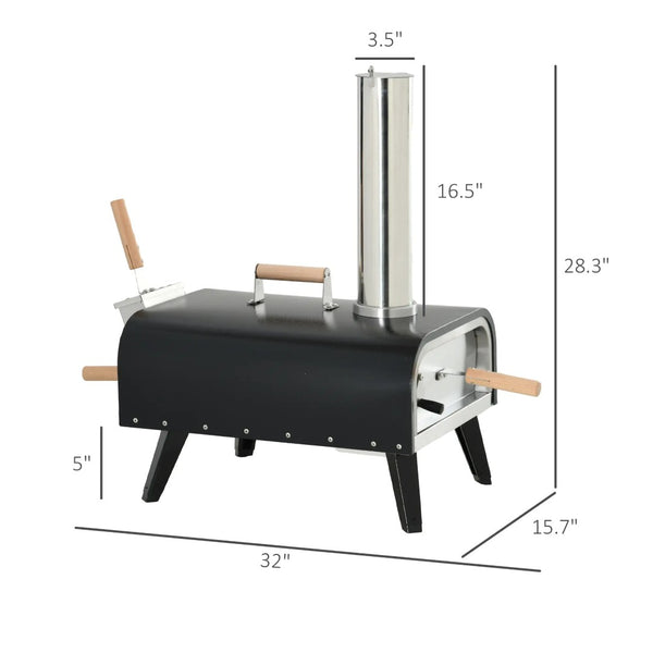 English Elm Outdoor Wood Pellet Pizza Oven with Cordierite Stone Base and Stainless Build T3971P420996