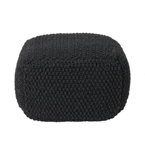 English Elm Hollis Chunky Knit Cotton Cube Pouf Handcrafted Footrest for Living Room or Bedroom 62659.00DGRY