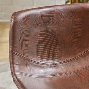 English Elm Christopher Knight Home® - Set of 2 Dax Faux Leather Barstool Brown with Faux Snakeskin Stitching, Cushioned Seat & Steel Legs 57582.00