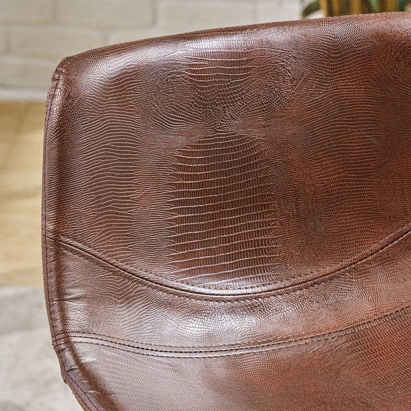 English Elm Christopher Knight Home® - Set of 2 Dax Faux Leather Barstool Brown with Faux Snakeskin Stitching, Cushioned Seat & Steel Legs 57582.00