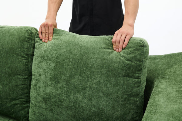 English Elm Modern Modular Chenille Sofa Bed Fold-Out Convertible Floor Couch with Removable Backrest & Pockets in Green W1829P192398