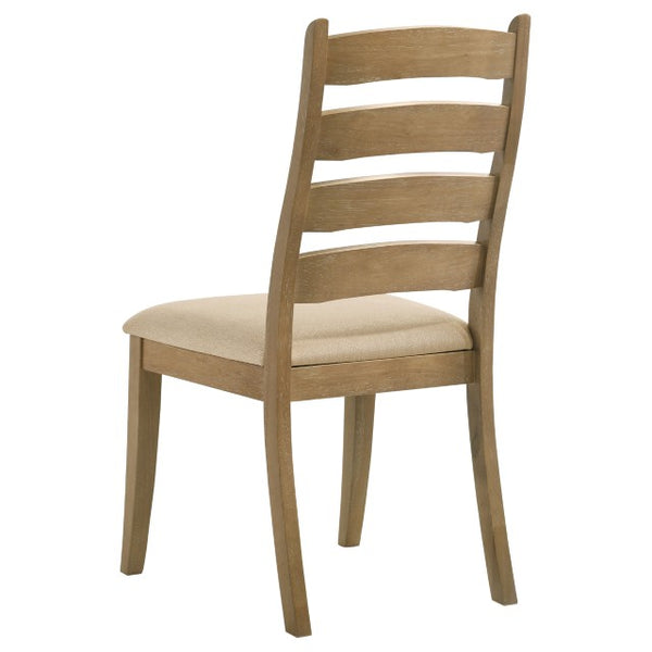 English Elm Kent Round Oak Veneer Farmhouse Dining Set with Ladderback Chairs Seats Four B062S01726