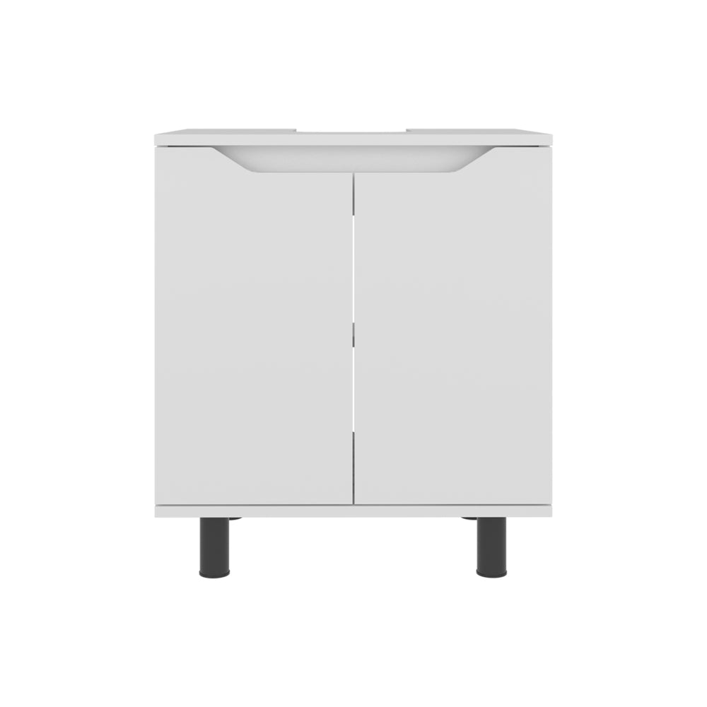 English Elm Londres Freestanding Bathroom Vanity Cabinet for Pedestal Sink, Double Doors, Shelves, White, 24.8"H B128P375289