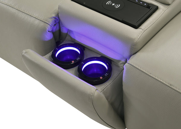 English Elm Jayke Top Grain Leather Match Power Motion Sectional Sofa with 4D Speakers, Lights, Cooler & Chargers B2726S00536