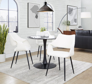 English Elm Chair Set of 2 White Faux Leather Seats with Angular Black Metal Legs Modern Dining B202P471315