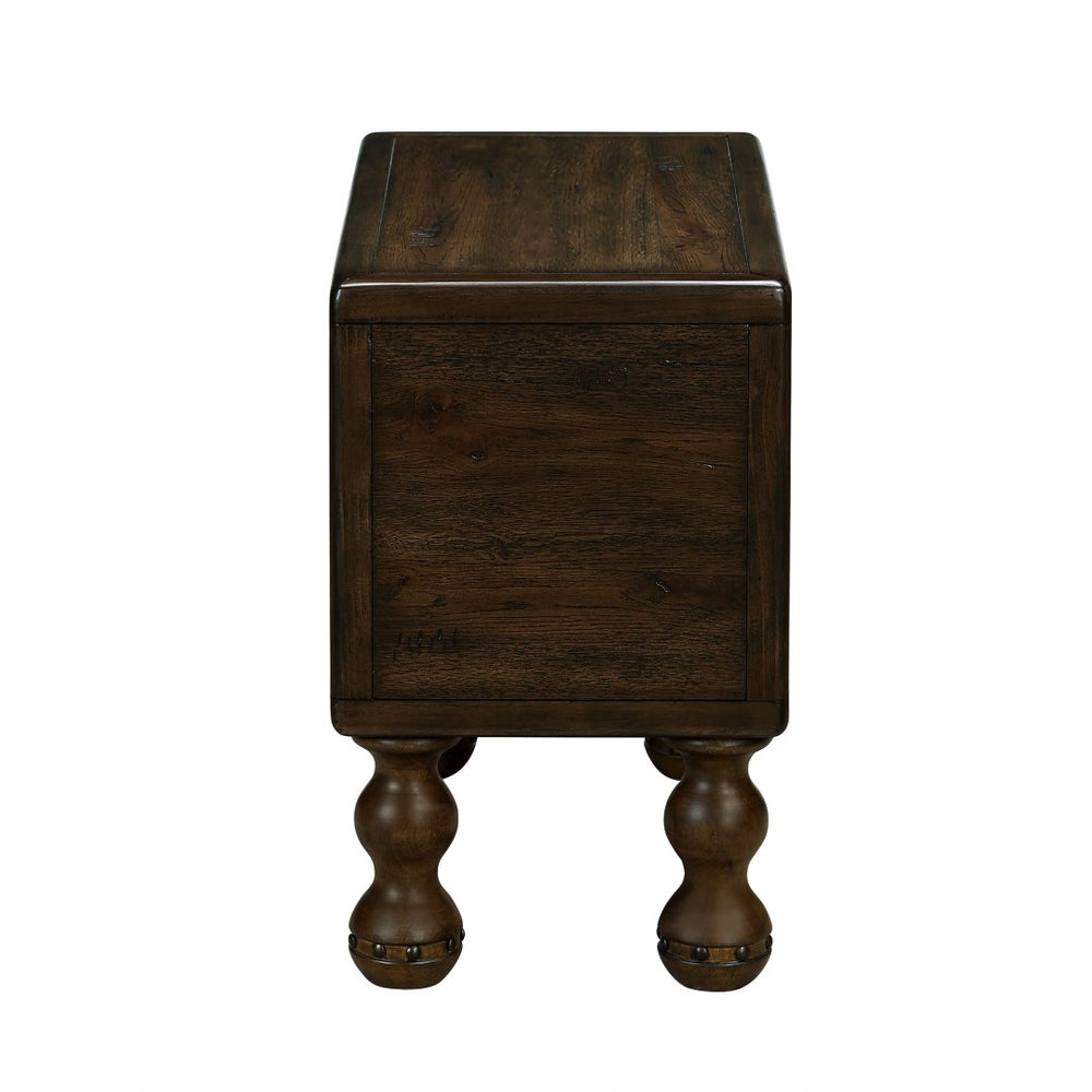 English Elm Solid Wood End Table - Vintage-Inspired Narrow Nightstand With Drawer For Small Spaces, Easy Assembly W1202P176734-GIGA