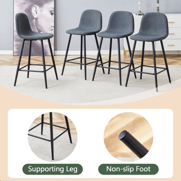 English Elm Modern Quilted Pu Leather Barstools Set of Two with Black Metal Legs for Kitchen Islands W1151P242028