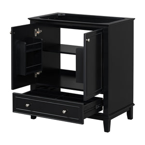 English Elm 30" Matte Black Bathroom Vanity Base Solid Wood Frame Mdf Storage Cabinet Modern N725P186143B