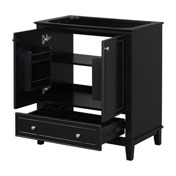 English Elm 30" Matte Black Bathroom Vanity Base Solid Wood Frame Mdf Storage Cabinet Modern N725P186143B