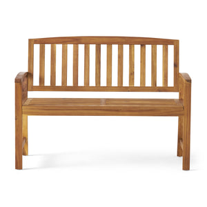 English Elm Christopher Knight Home® - LOJA Bench - Acacia Wood Outdoor Bench with Ergonomic Curved Backrest, Durable Stable Construction Teak 57495.00ACA