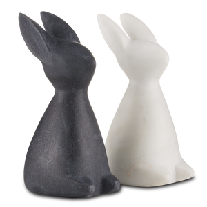 Marble Rabbit Sculpture - Handcrafted Contemporary Stone Art with Elegant Veining for Home Decor