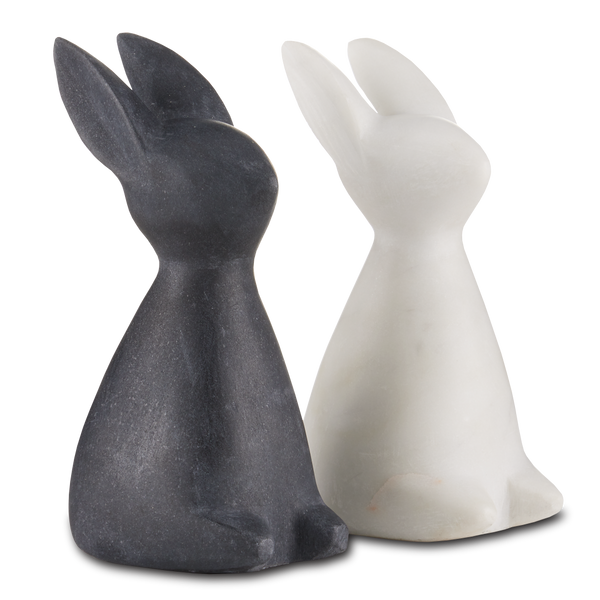 Marble Rabbit Sculpture - Handcrafted Contemporary Stone Art with Elegant Veining for Home Decor