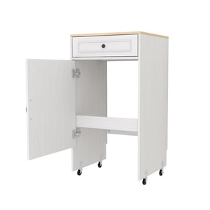 English Elm Robot Vacuum Stand Cabinet with Wheels Antique White — Storage Rack with Doors, Drawers & Side Table W282P296230