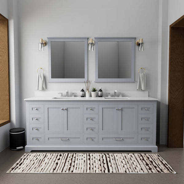 English Elm Dark Grey Double Bath Vanity 84 in W x 22 in D with Cultured Marble Top, Soft-Close Drawers, Storage B2731P258428