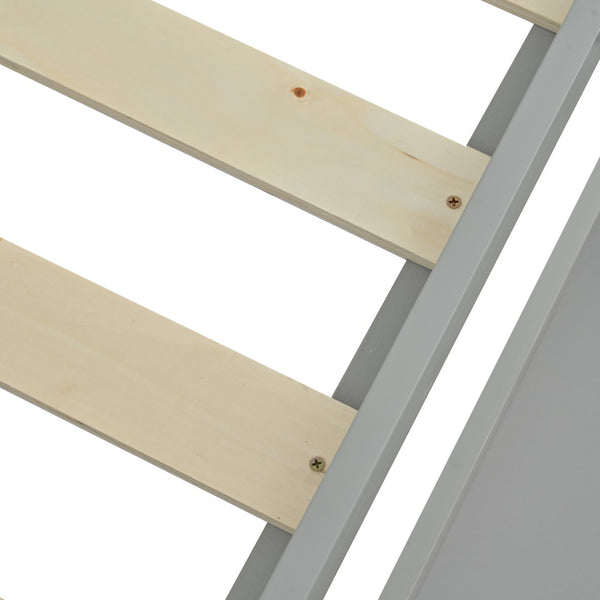 English Elm Twin Over Full Bunk Bed With Storage Drawers – Stylish Gray Wooden Bed With Safety Rails & Ladder K495S00001-GIGA