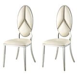 Pair of Beige Oval Back Chairs: Stylish & Durable Design